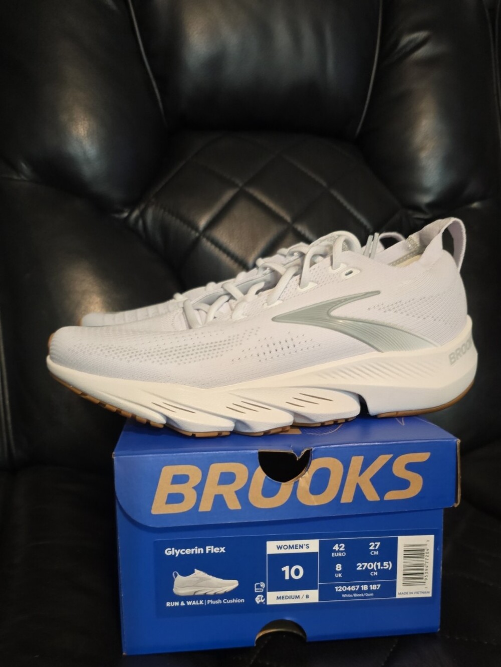 Brooks Women's Glycerin Flex Running Shoes in White and Gray
